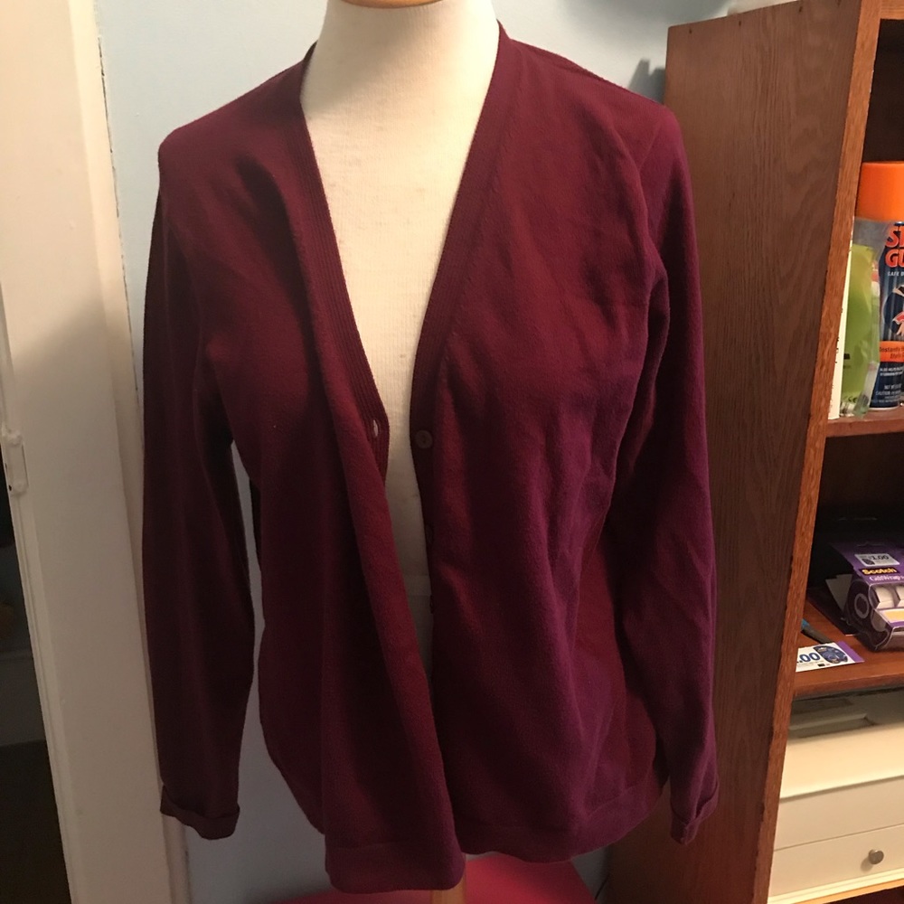 Eddie Bauer Burgundy Cardigan Sweater